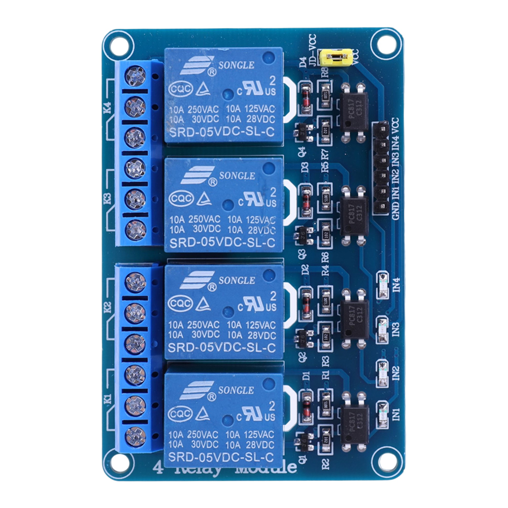 Relay Module 4 Channel - บอร์ดรีเลย์ 4 ช่อง 5V 12V พร้อมออปโตคัปเปลอร์