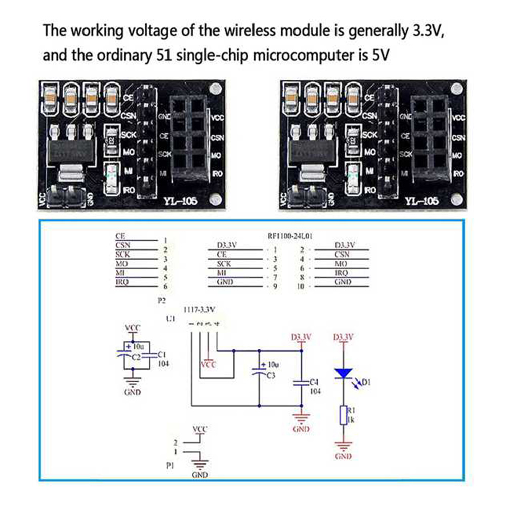 Nrf24L01 - ABAN 5 ชิ้น NRF24L01 โมดูลอะแดปเตอร์ไร้สาย 3.3V