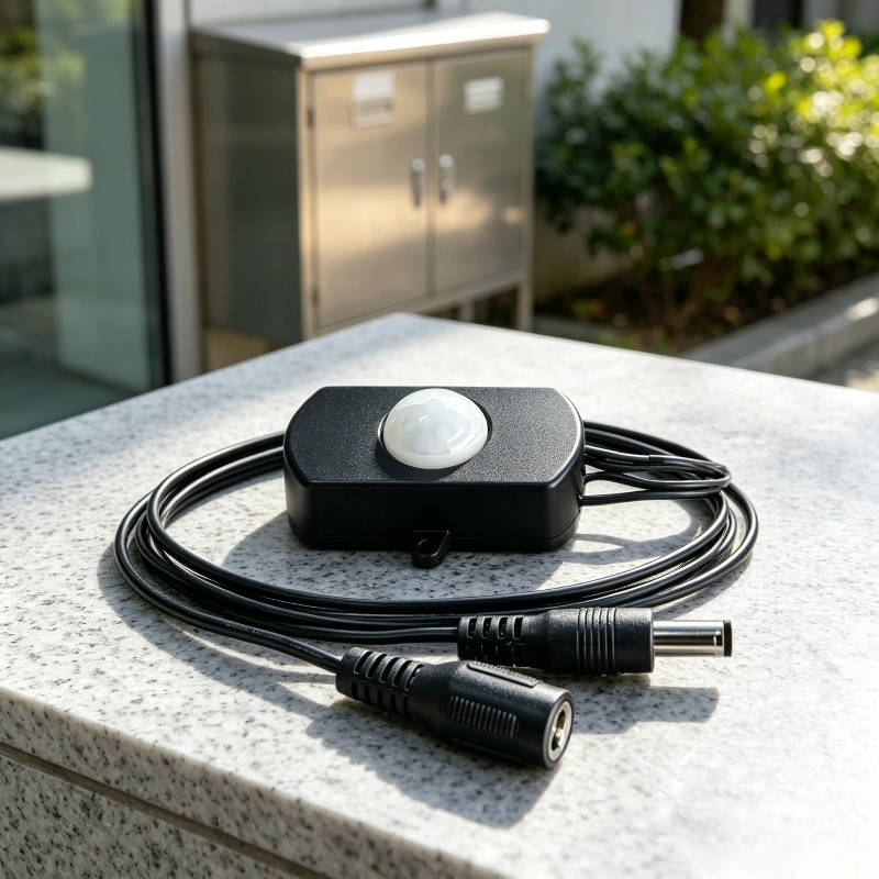 Pir Motion Sensor - สวิตช์ตั้งเวลาพร้อมเซ็นเซอร์ตรวจจับความเคลื่อนไหว PIR สีดำ 12V DC สำหรับไฟบันได