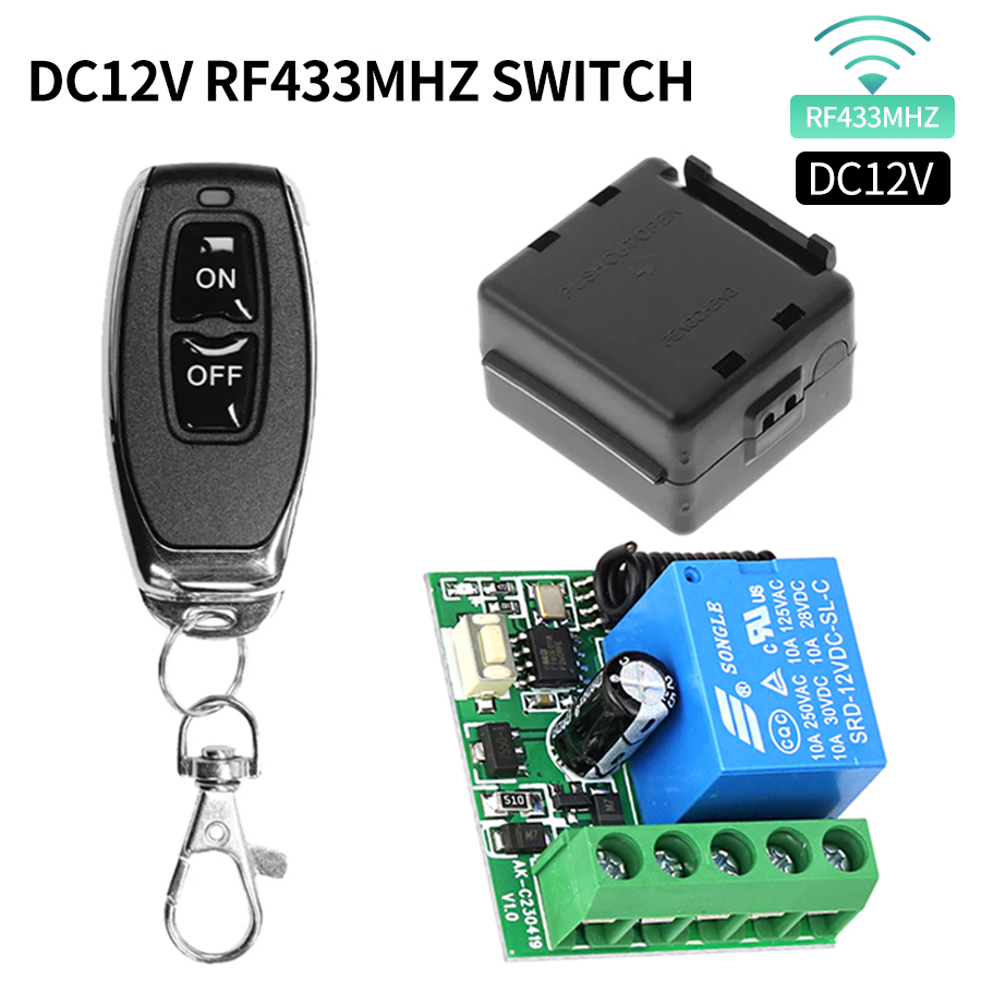 Ir Remote Module - 433MHz สวิตช์ DC12V ไร้สายแบบ DIY โมดูลรีเลย์ขนาดเล็กและเครื่องส่งสัญญาณ