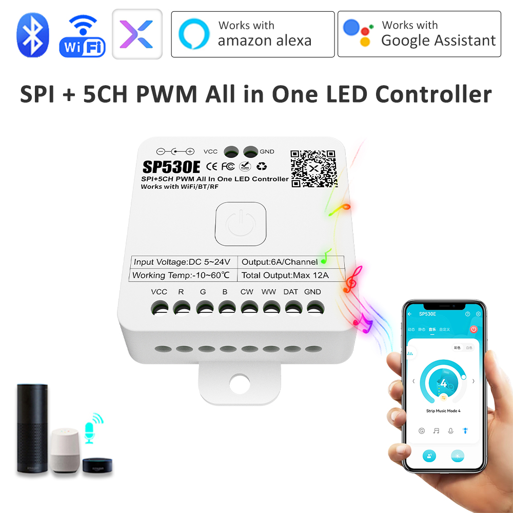 Ws2812B Strip 5V - SP530E ออลอินวันคอนโทรลเลอร์ LED 12V 24V 5V