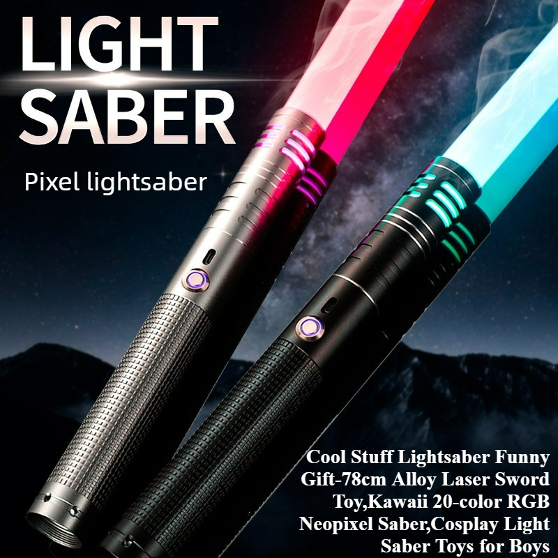 Neopixel - ของเล่นดาบไลท์เซเบอร์สุดเท่ ของขวัญสุดฮา ขนาด 78 ซม. ดาบเลเซอร์โลหะผสม,