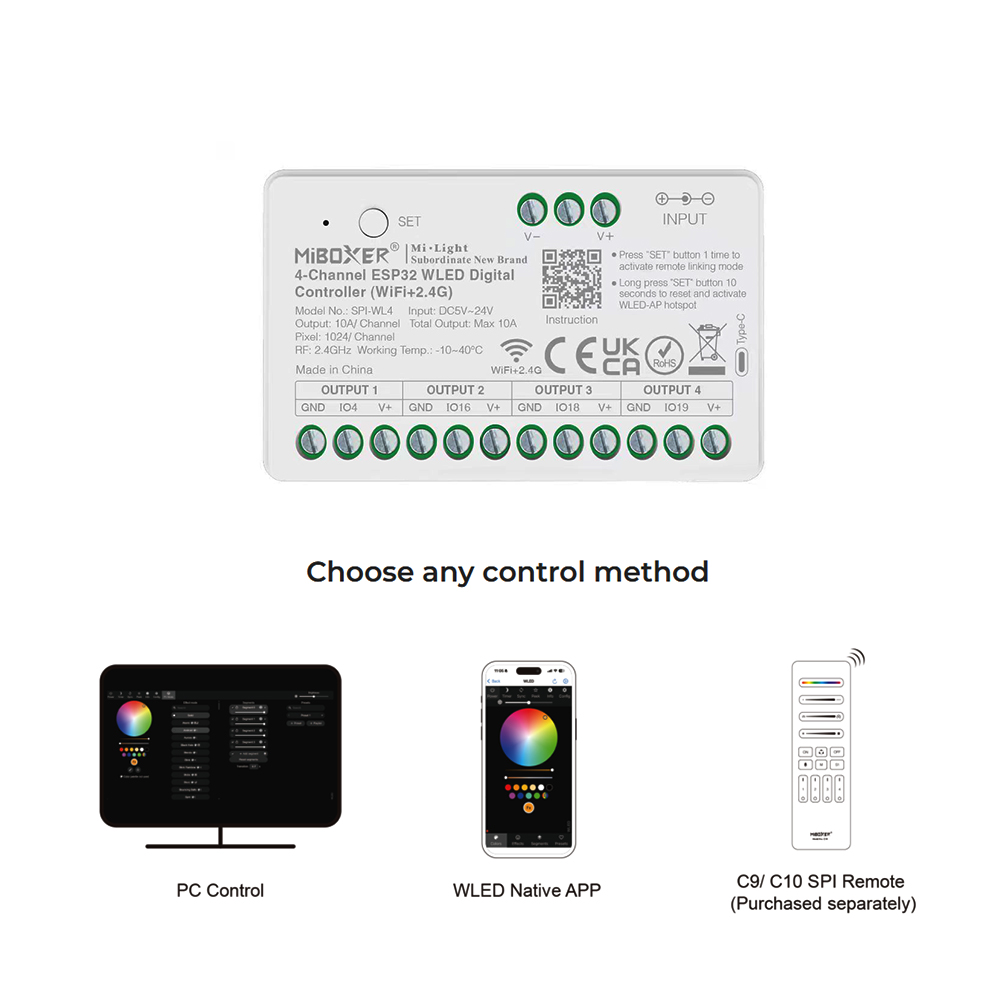 Miboxer SPIW5-4 5in1 SPI คอนโท - Ws2812B บทวิจารณ์และราคา