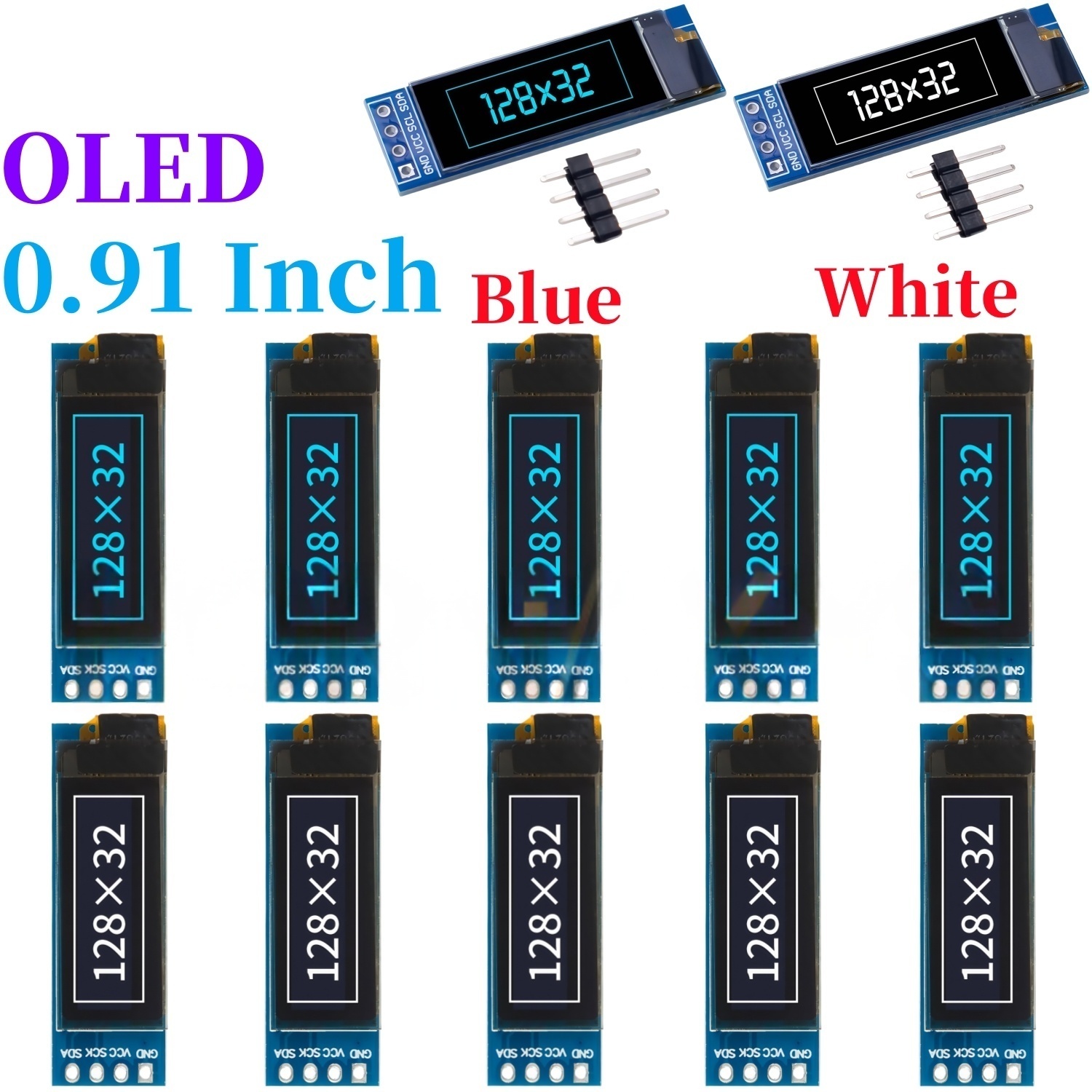 0.91 นิ้ว 128x32 IIC I2C สีขาว - Ssd1306 บทวิจารณ์และราคา