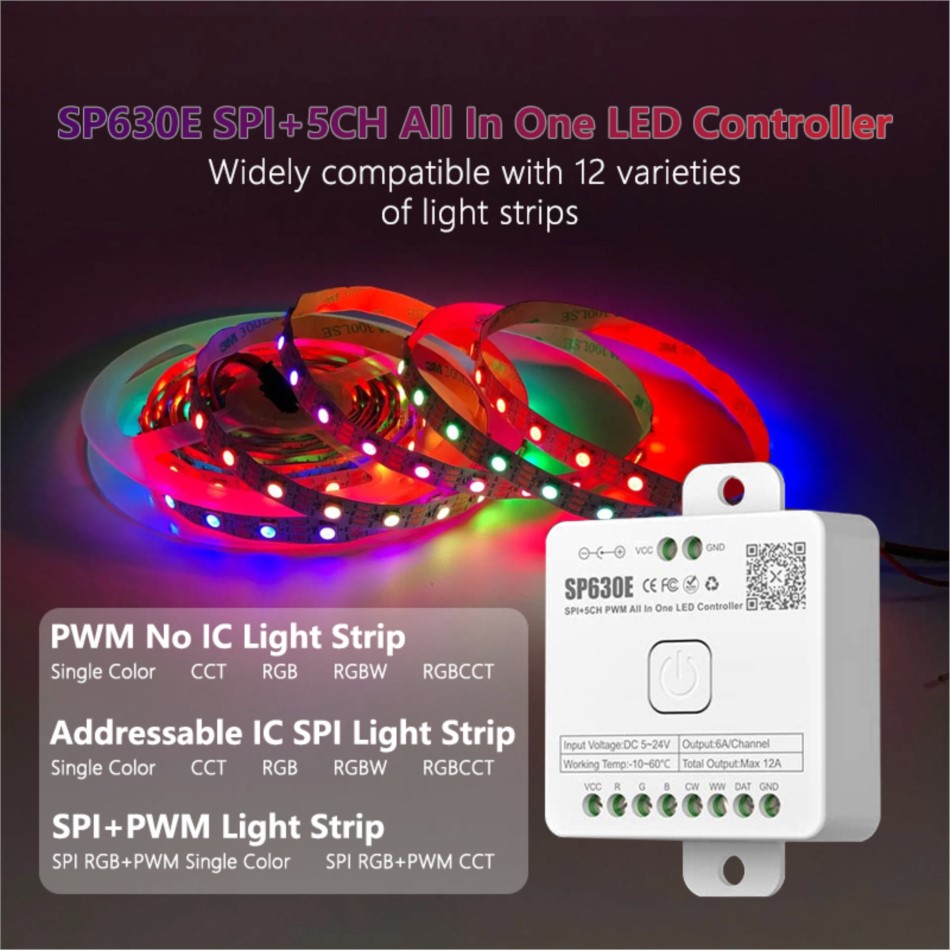 ตัวควบคุม PWM SPI 5CH LED SP63 - Ws2812B Strip 5V บทวิจารณ์และราคา